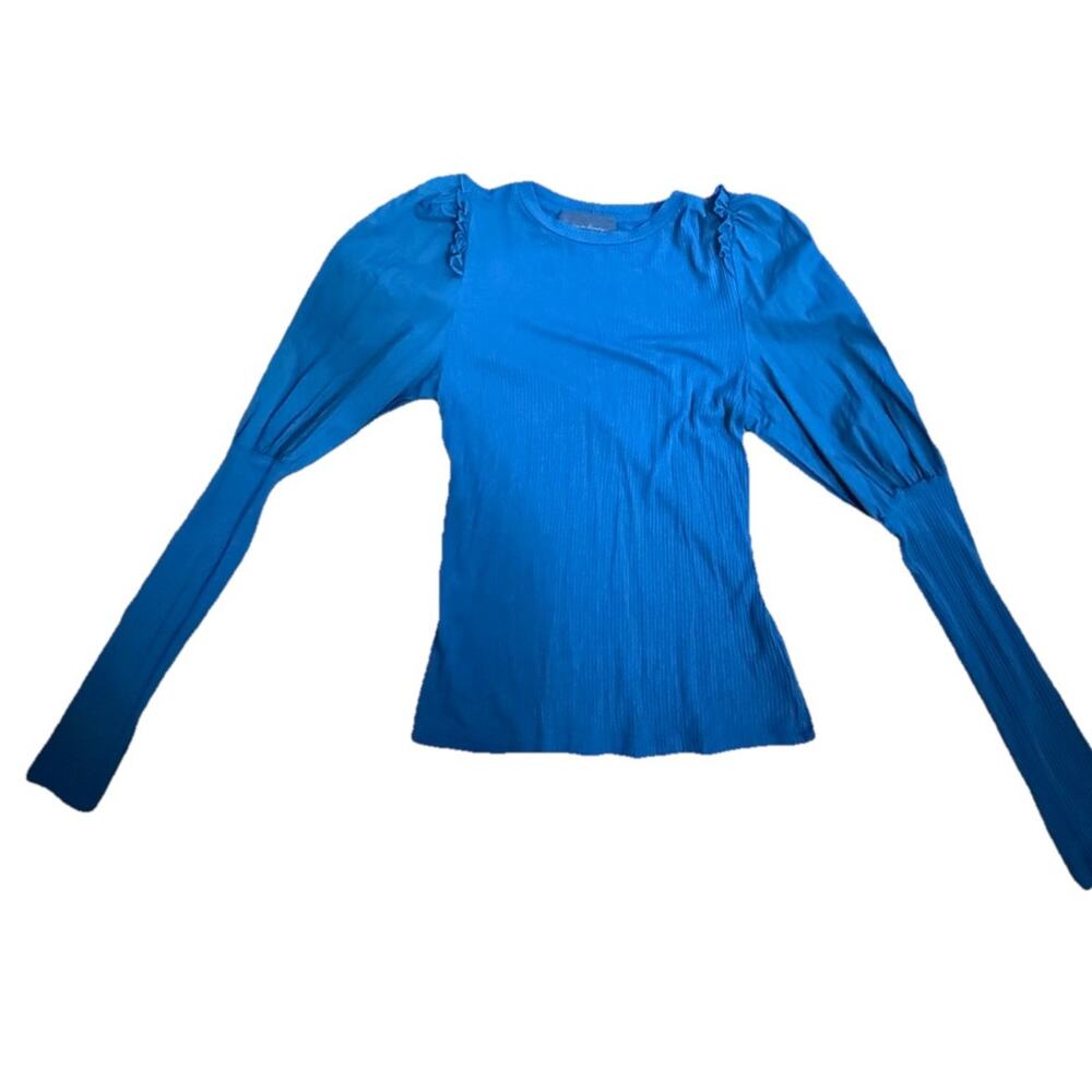 SUNDAY in BROOKLYN Anthropologie Women’s Aqua Puff Sleeve Pullover Shirt Size XS